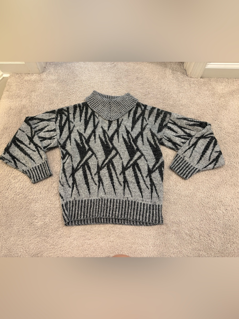 Vintage College Point Women’s Gray/Black Turtleneck Sweater Medium